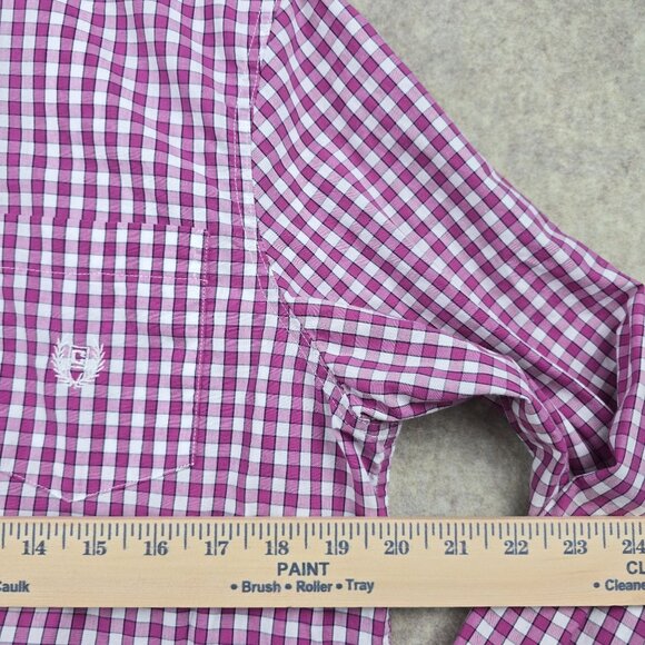 Chaps Mens Pink Checkered Long Sleeve Shirt M 60% Cotton/40% Polyester - Picture 5 of 5